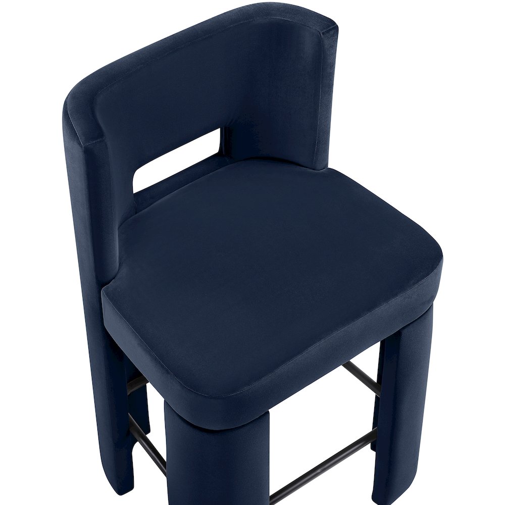 Zuno Navy Velvet Performance Fabric Upholstered Counter Stool