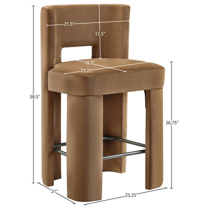 Zuno Saddle Velvet Performance Fabric Upholstered Counter Stool