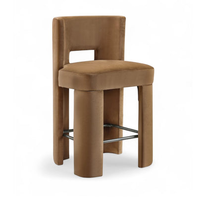 Zuno Saddle Velvet Performance Fabric Upholstered Counter Stool