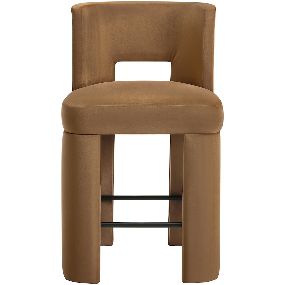Zuno Saddle Velvet Performance Fabric Upholstered Counter Stool