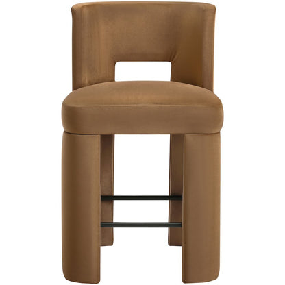 Zuno Saddle Velvet Performance Fabric Upholstered Counter Stool