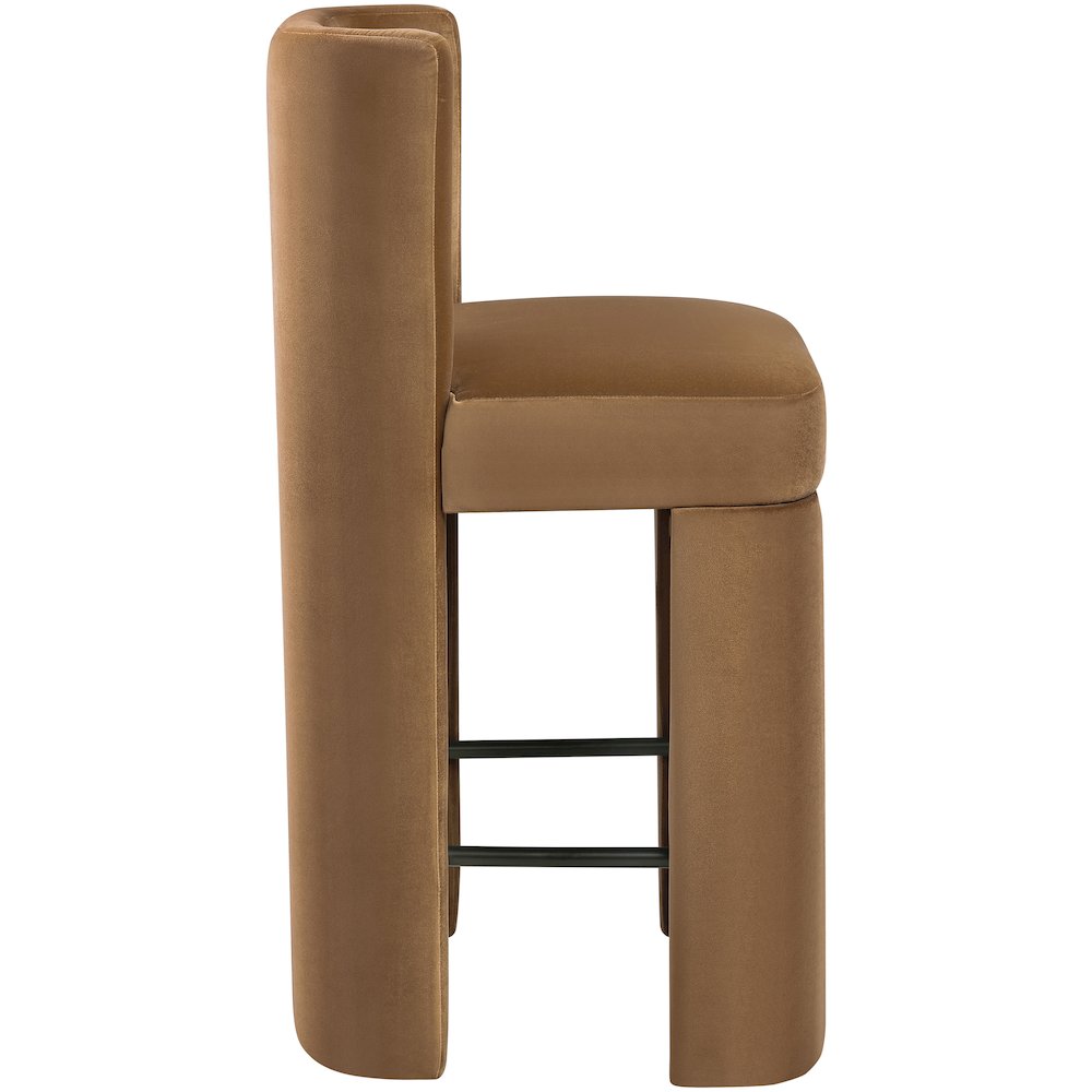 Zuno Saddle Velvet Performance Fabric Upholstered Counter Stool