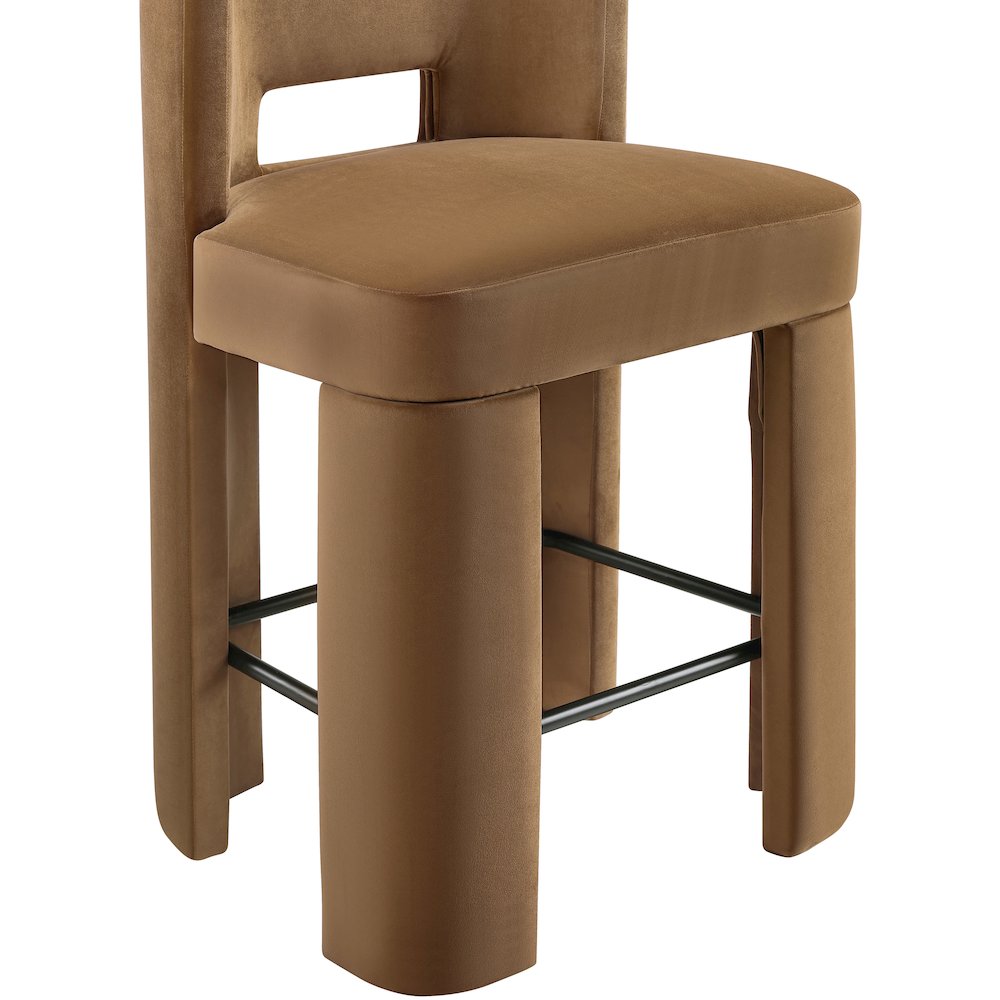 Zuno Saddle Velvet Performance Fabric Upholstered Counter Stool