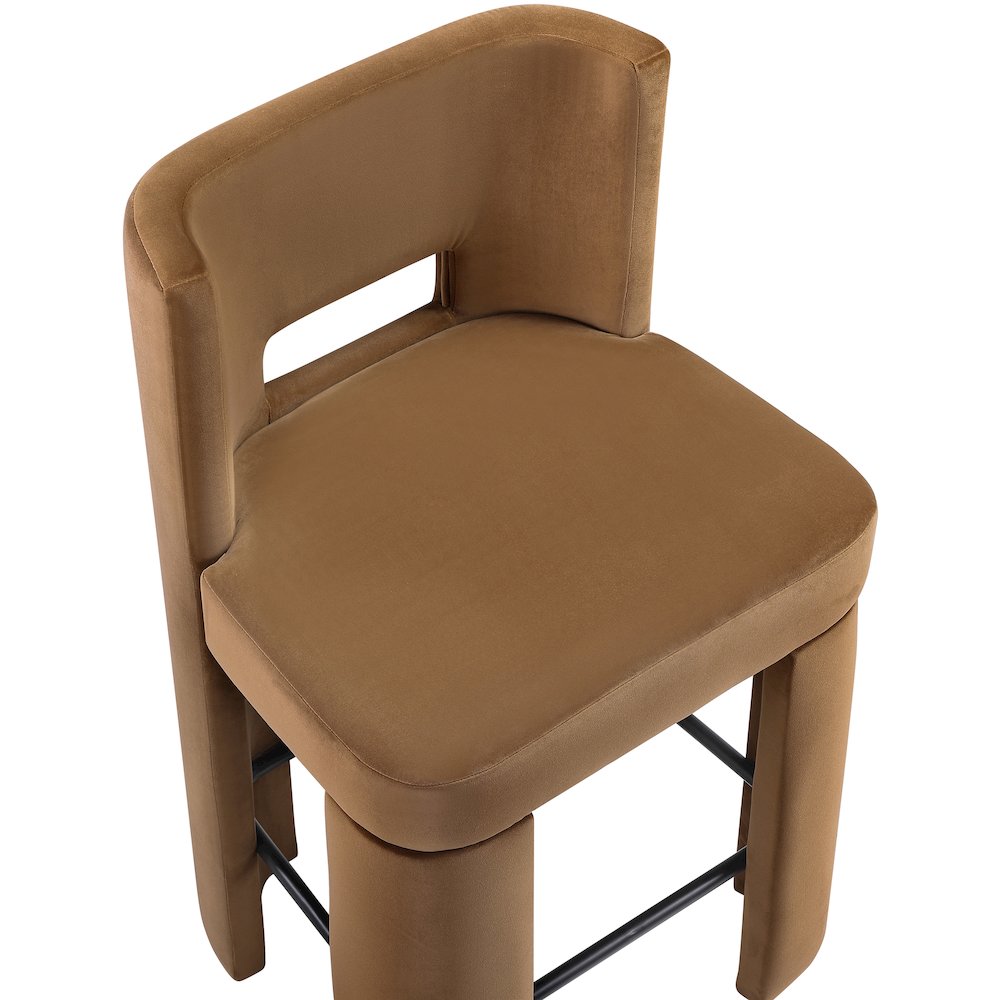 Zuno Saddle Velvet Performance Fabric Upholstered Counter Stool