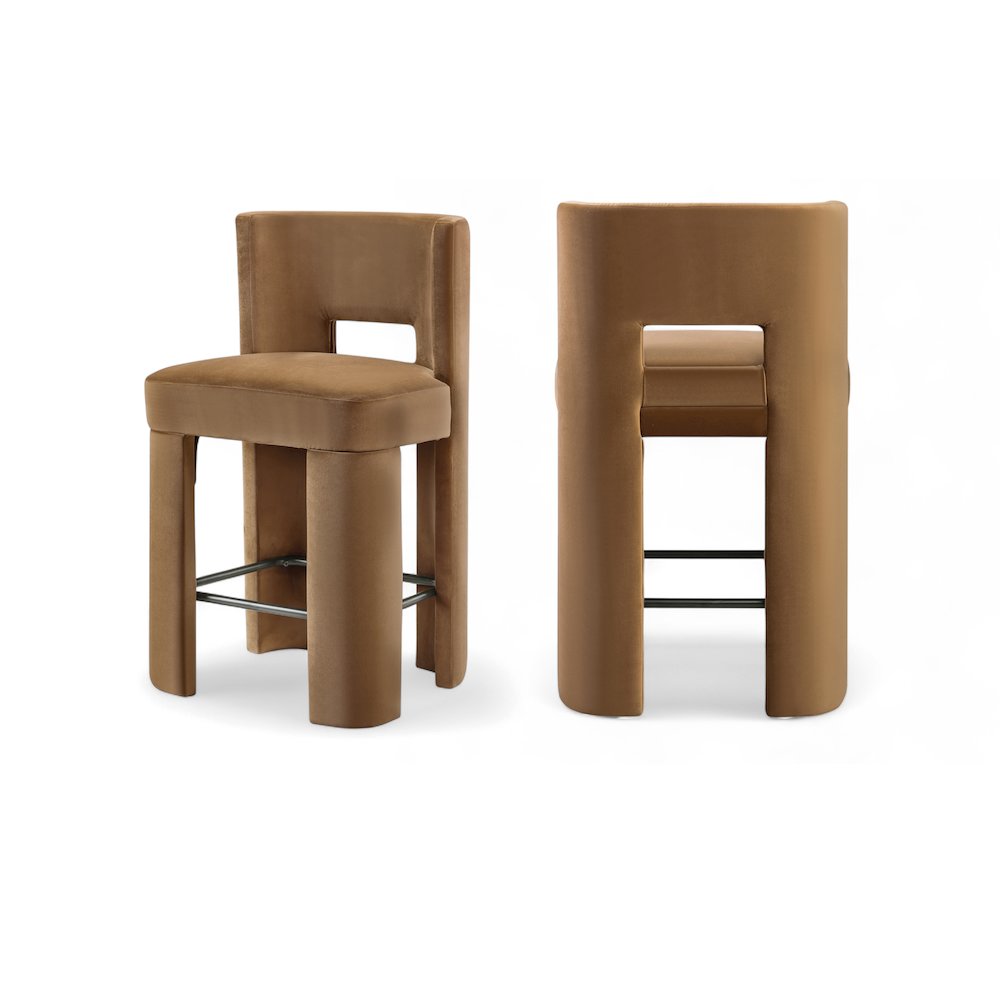 Zuno Saddle Velvet Performance Fabric Upholstered Counter Stool