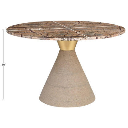Baleen 48" Brown Genuine Marble And Jute Dining Table