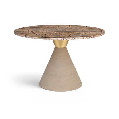 Baleen 48" Brown Genuine Marble And Jute Dining Table