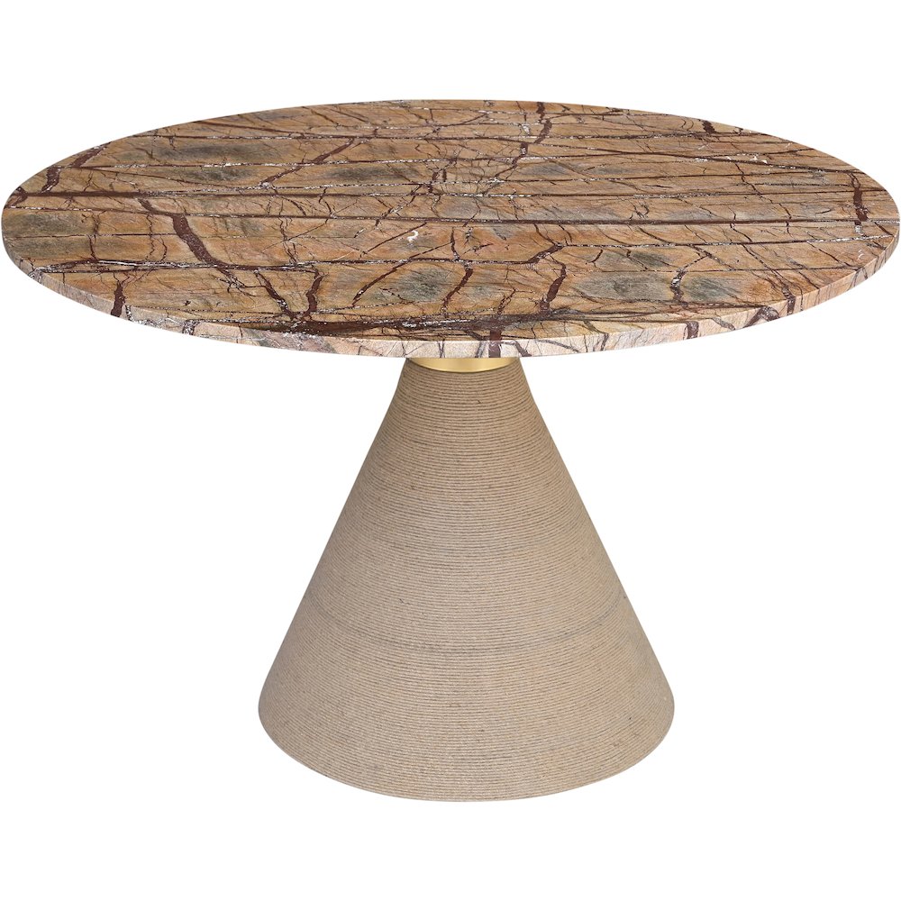 Baleen 48" Brown Genuine Marble And Jute Dining Table
