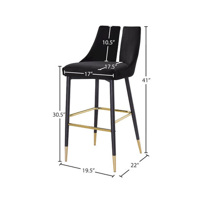 Sleek Black Velvet Stool, Set of 2