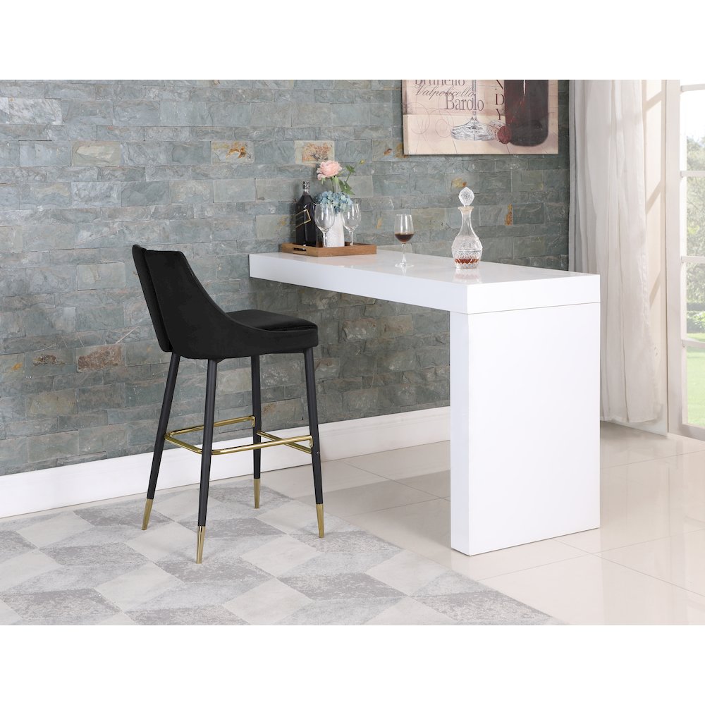 Sleek Black Velvet Stool, Set of 2