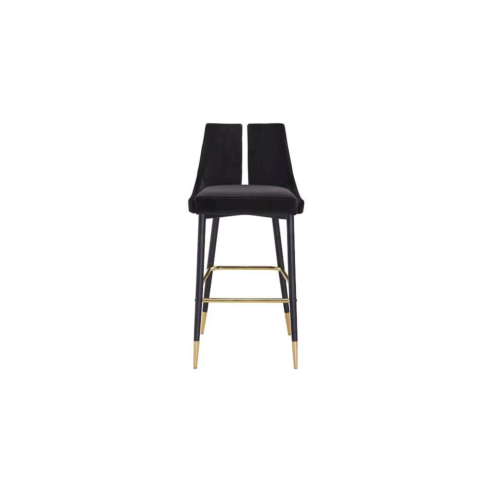 Sleek Black Velvet Stool, Set of 2