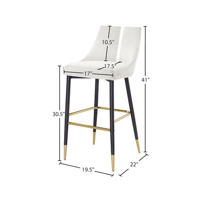 Sleek Cream Velvet Stool, Set of 2