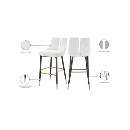 Sleek Cream Velvet Stool, Set of 2