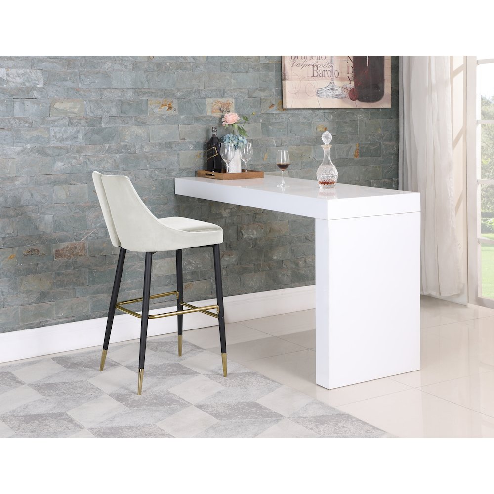 Sleek Cream Velvet Stool, Set of 2