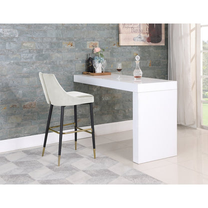Sleek Cream Velvet Stool, Set of 2