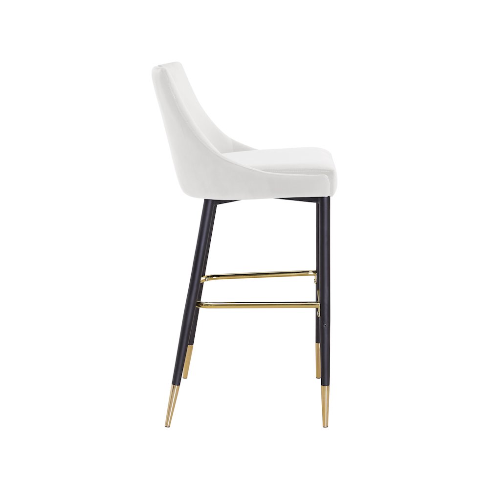 Sleek Cream Velvet Stool, Set of 2