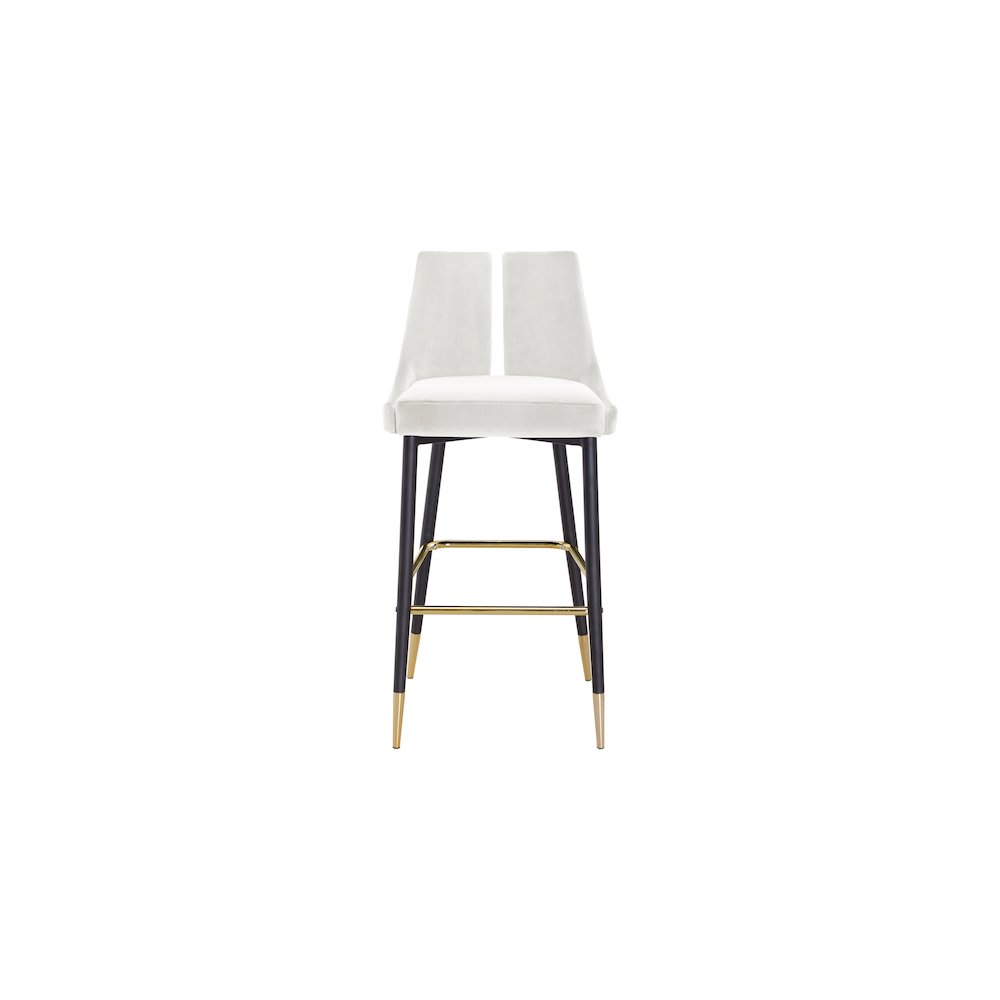 Sleek Cream Velvet Stool, Set of 2