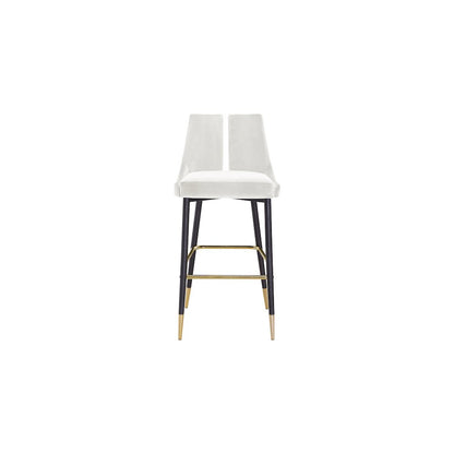 Sleek Cream Velvet Stool, Set of 2
