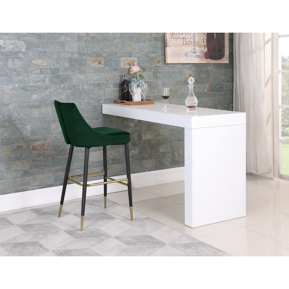 Sleek Green Velvet Stool, Set of 2