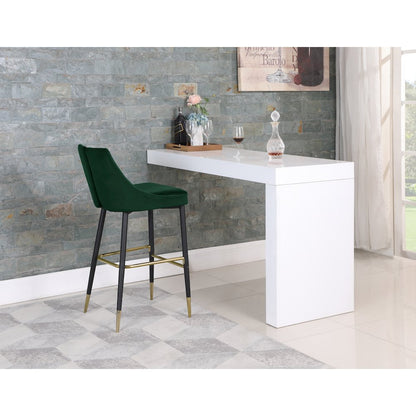 Sleek Green Velvet Stool, Set of 2