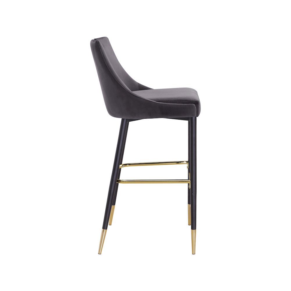 Sleek Grey Velvet Stool, Set of 2