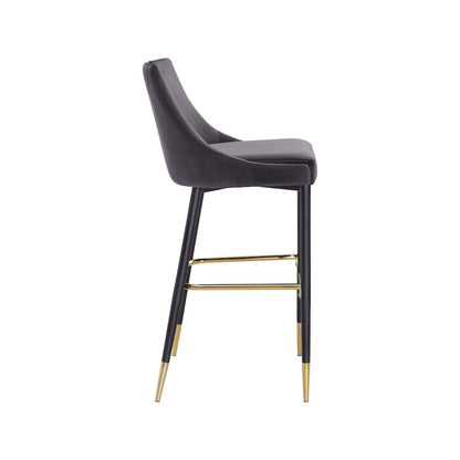 Sleek Grey Velvet Stool, Set of 2
