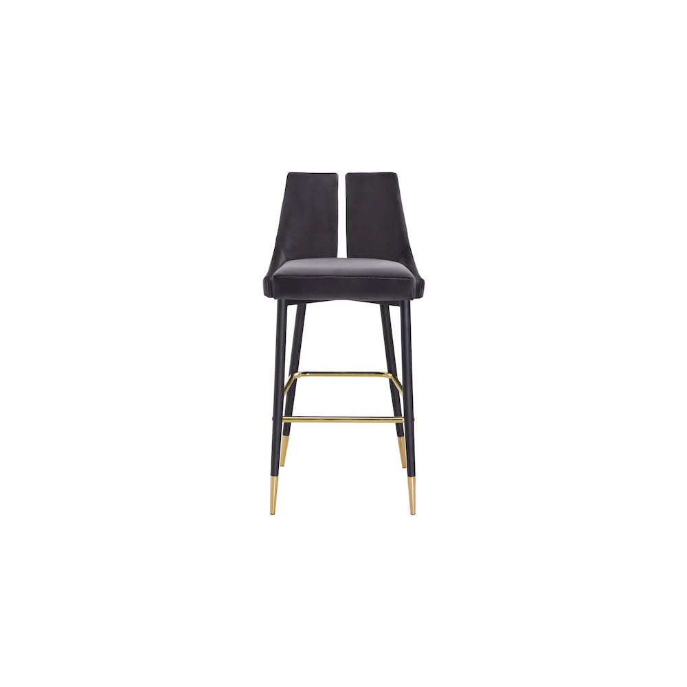 Sleek Grey Velvet Stool, Set of 2