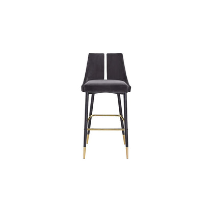 Sleek Grey Velvet Stool, Set of 2