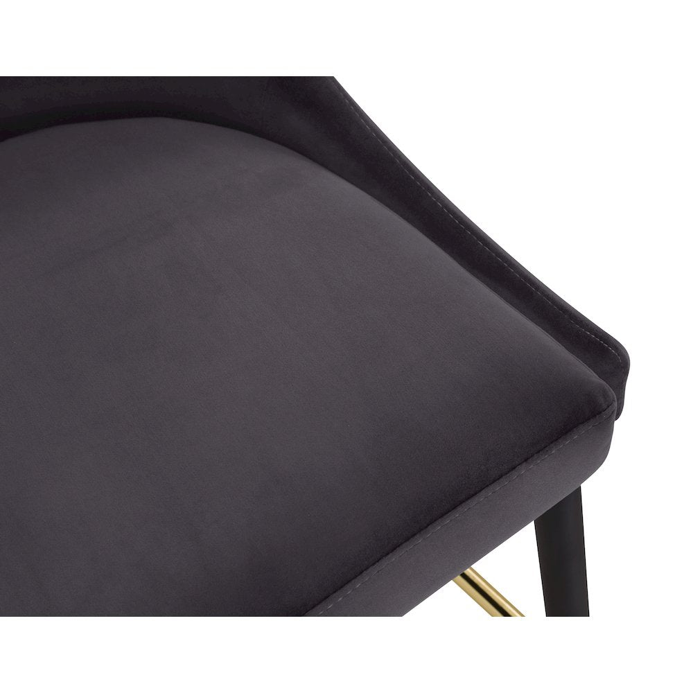 Sleek Grey Velvet Stool, Set of 2