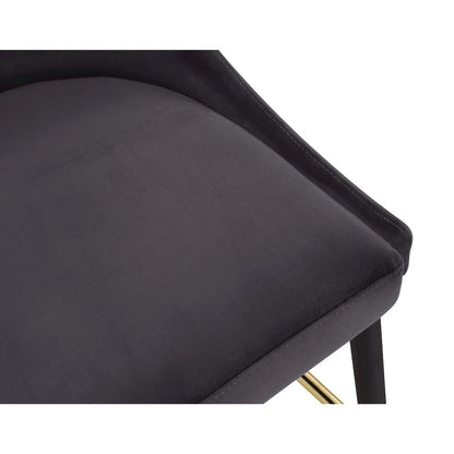 Sleek Grey Velvet Stool, Set of 2