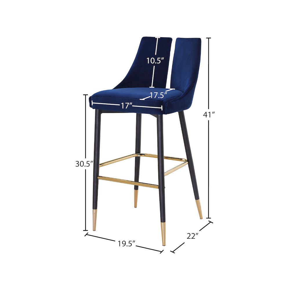 Sleek Navy Velvet Stool, Set of 2