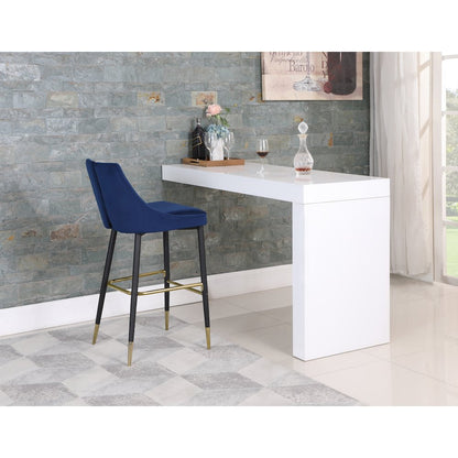 Sleek Navy Velvet Stool, Set of 2
