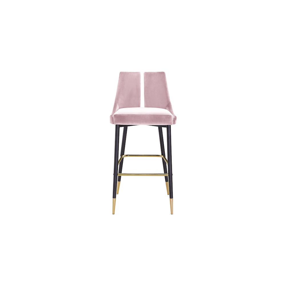 Sleek Pink Velvet Stool, Set of 2