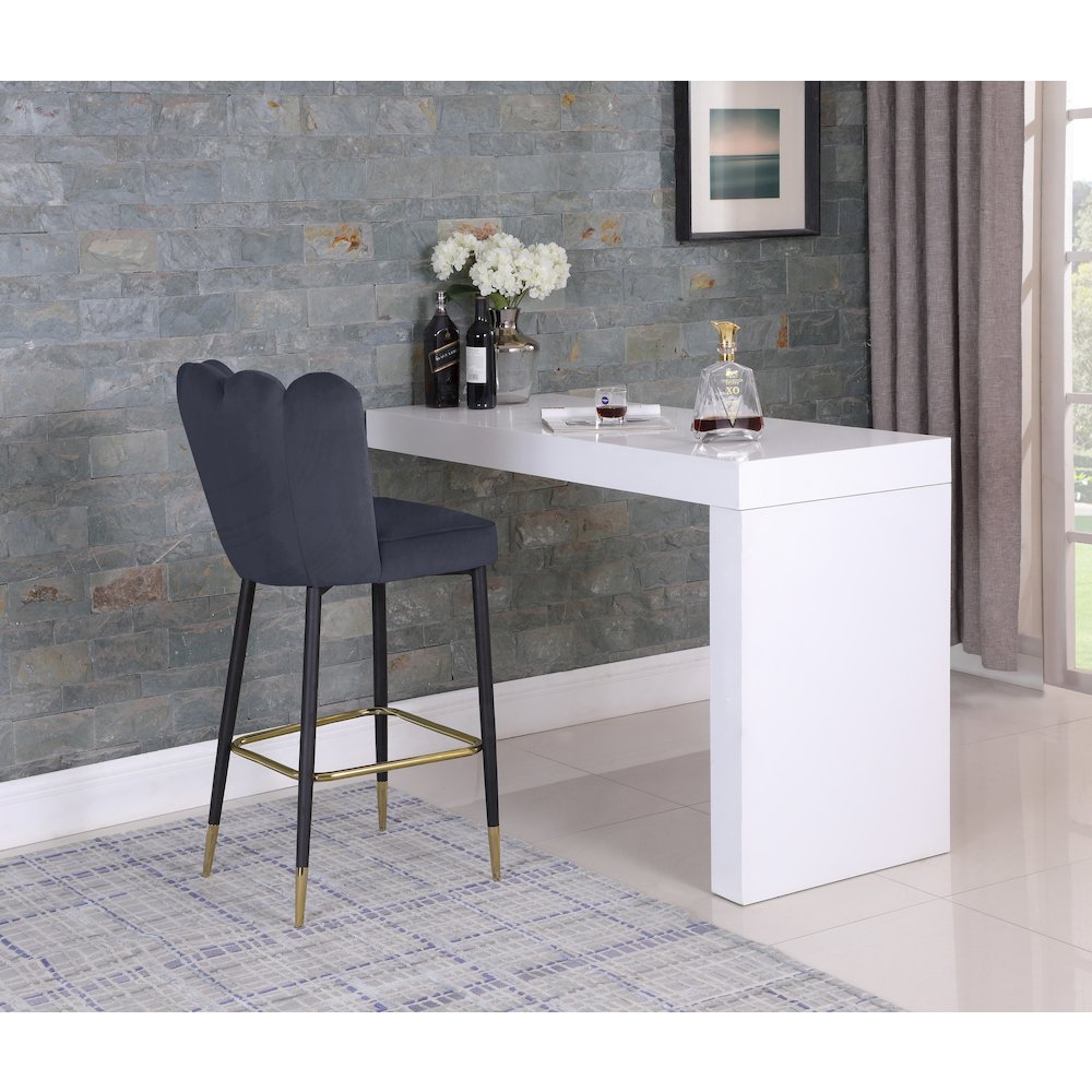 Lily Grey Velvet Stool, Set of 2