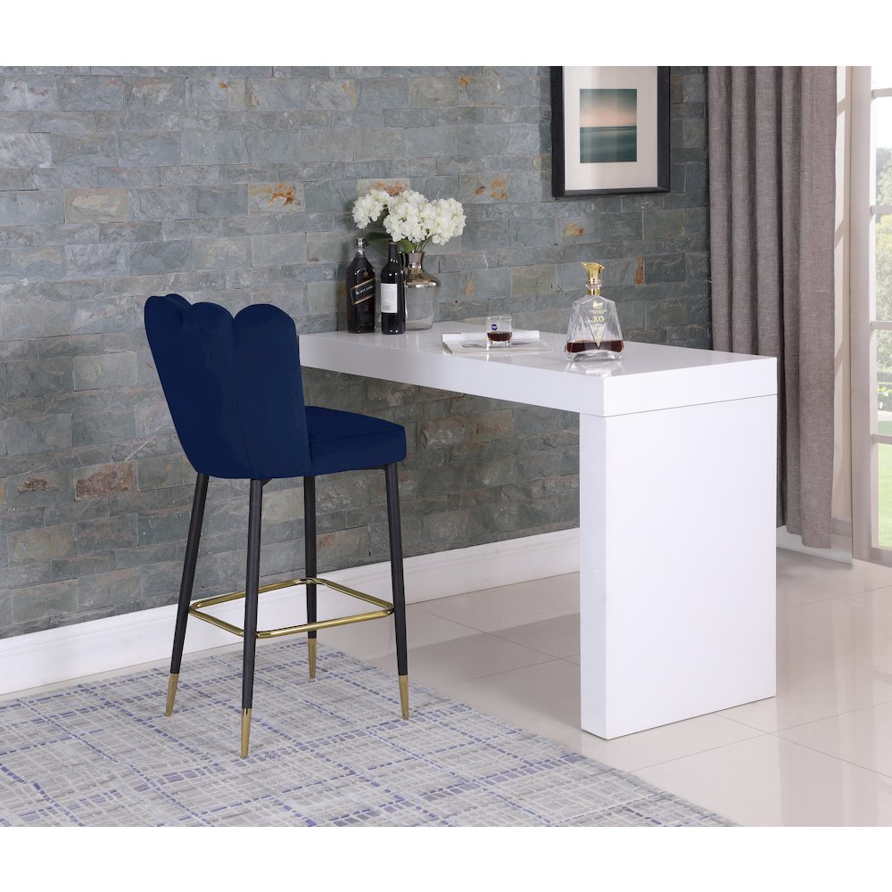 Lily Navy Velvet Stool, Set of 2
