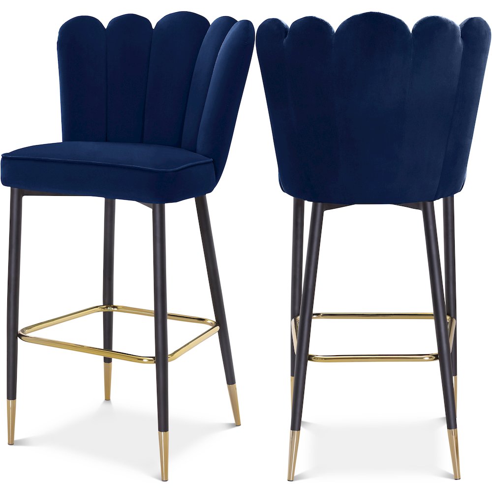 Lily Navy Velvet Stool, Set of 2