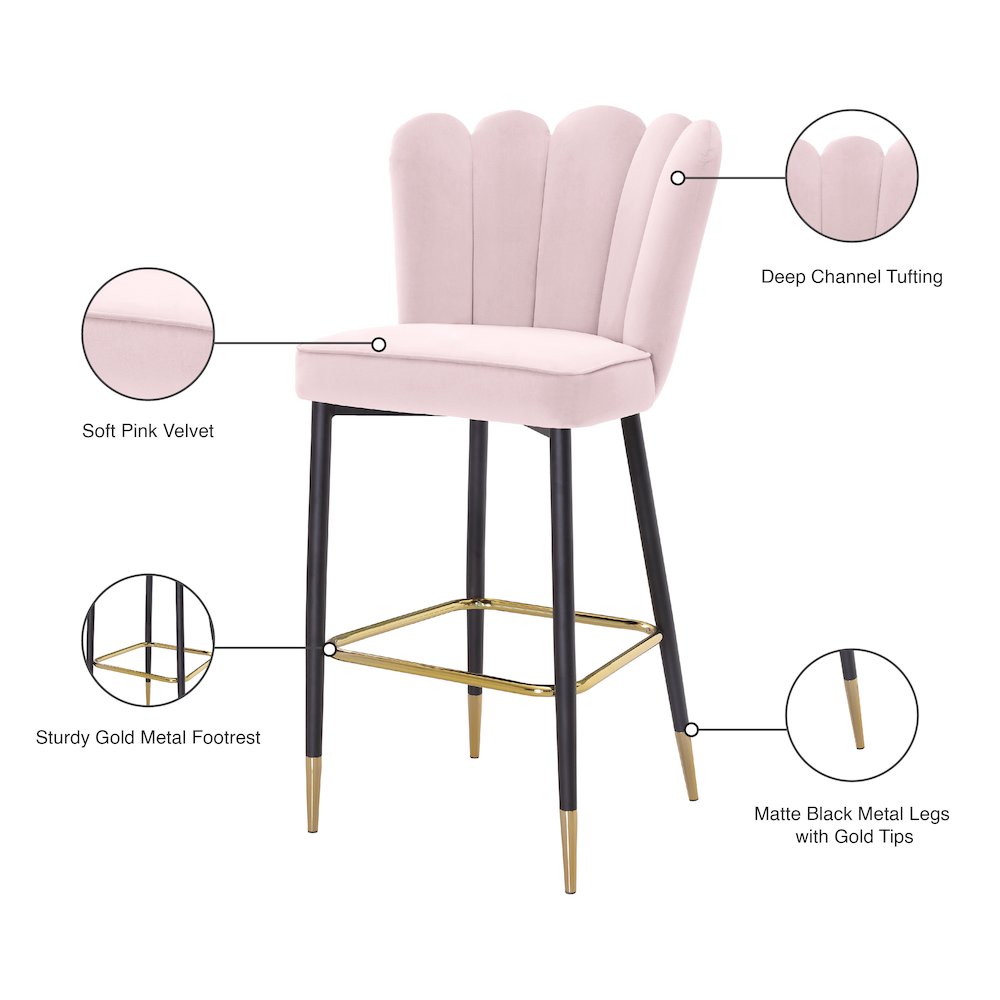Lily Pink Velvet Stool, Set of 2
