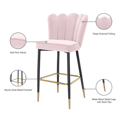 Lily Pink Velvet Stool, Set of 2