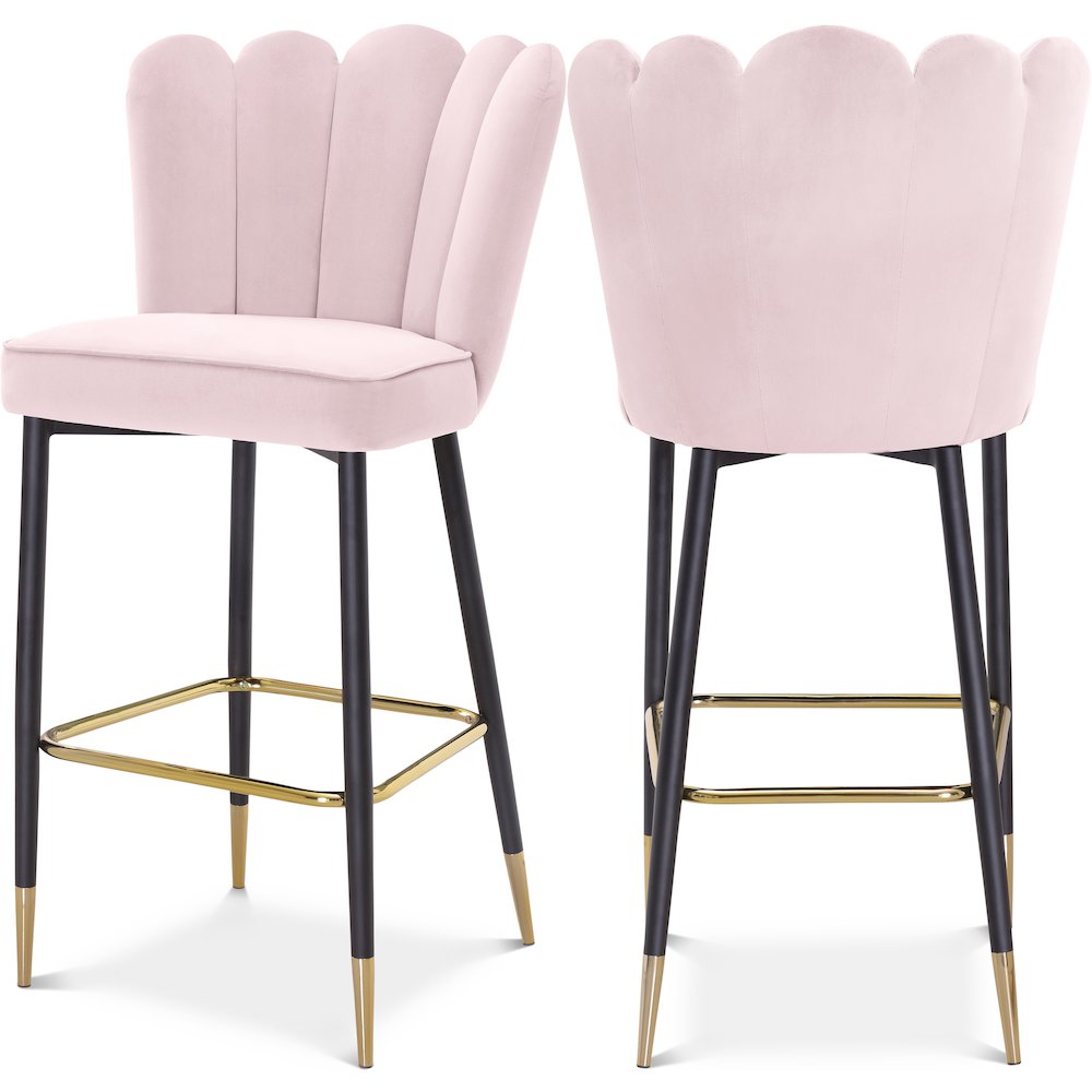 Lily Pink Velvet Stool, Set of 2