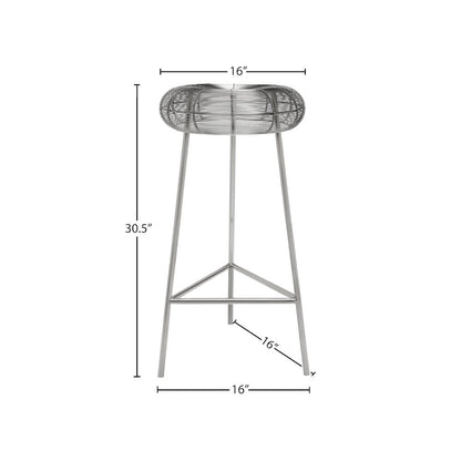 Tuscany Silver Metal Bar Stool