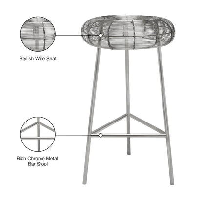 Tuscany Silver Metal Bar Stool