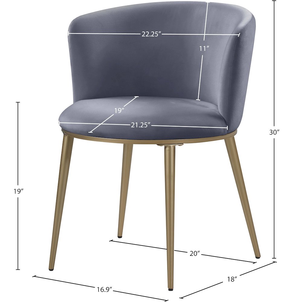 Skylar Grey Velvet Dining Chair, Set of 2