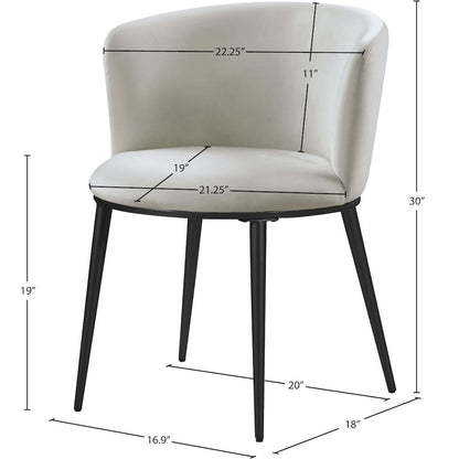 Skylar Cream Velvet Dining Chair, Set of 2