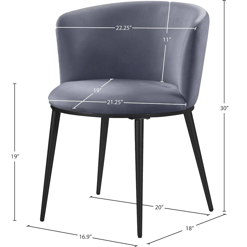 Skylar Grey Velvet Dining Chair, Set of 2