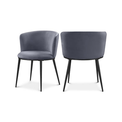 Skylar Grey Velvet Dining Chair, Set of 2