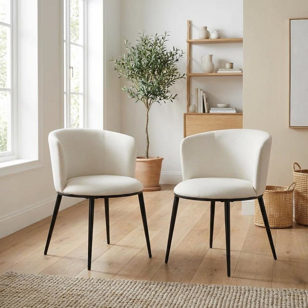 Matte Black Vegan Leather Dining Chairs Set of 2 with Contemporary Design