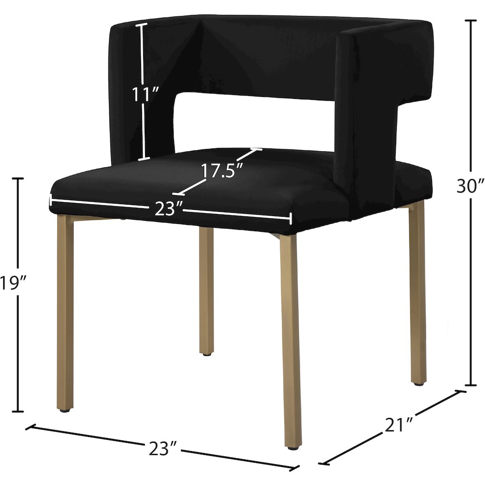 Caleb Black Velvet Dining Chair, Set of 2