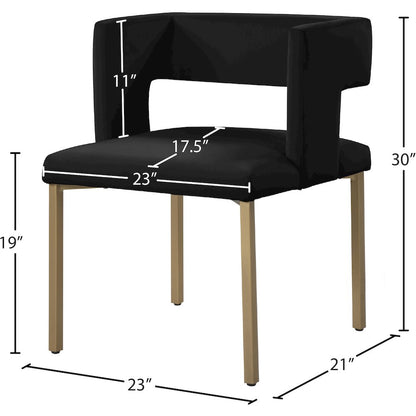 Caleb Black Velvet Dining Chair, Set of 2