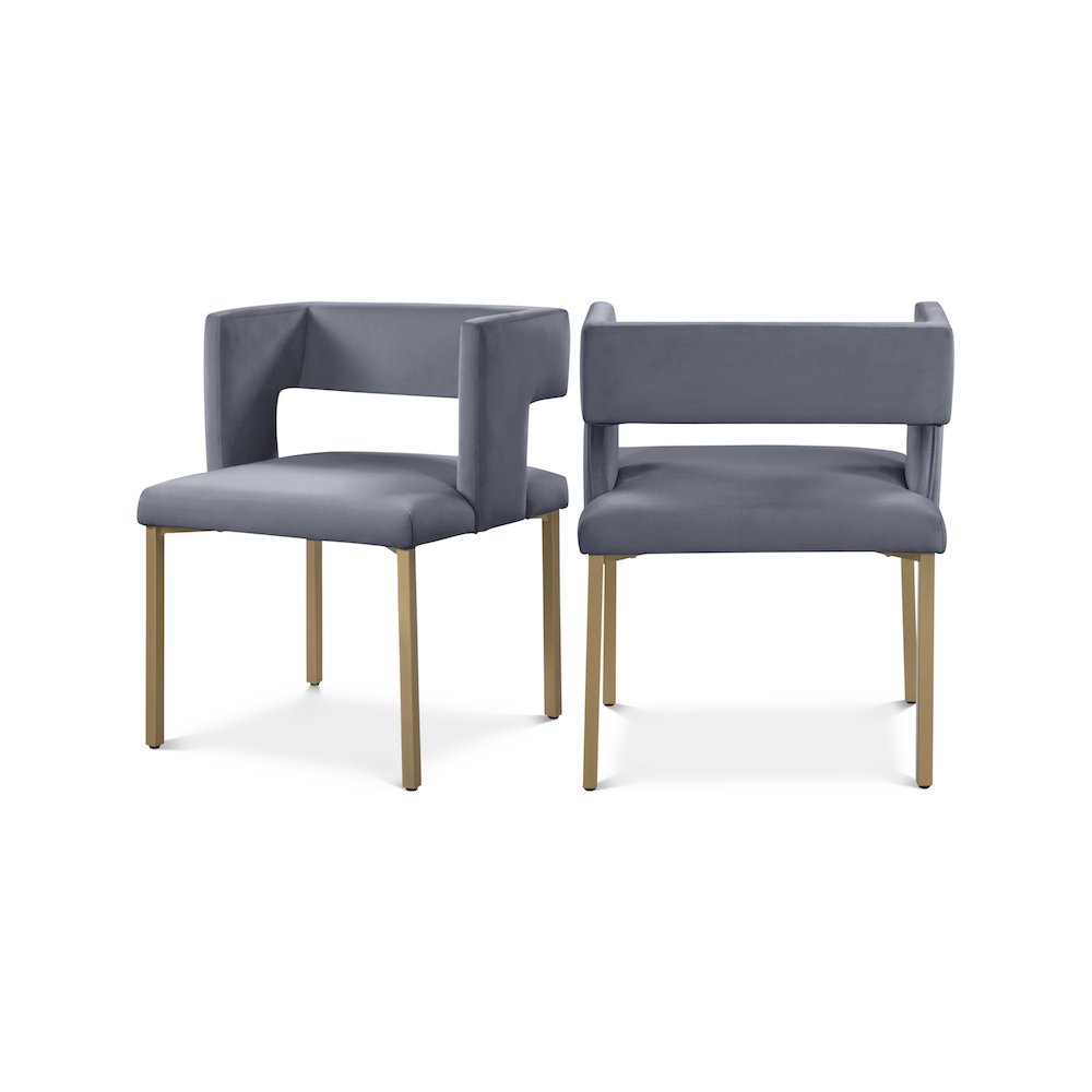 Caleb Grey Velvet Dining Chair, Set of 2