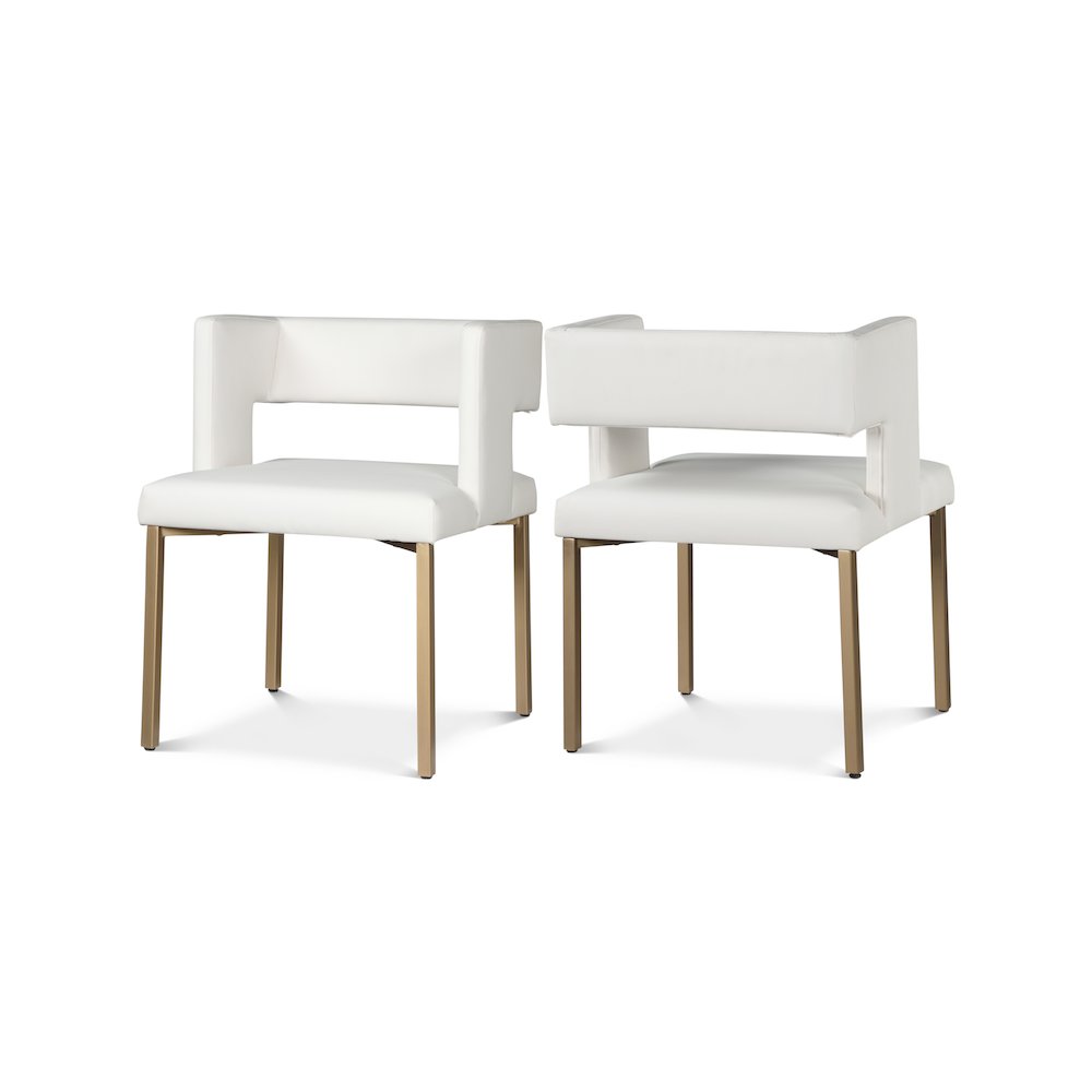 Caleb White Vegan Leather Dining Chair, Set of 2